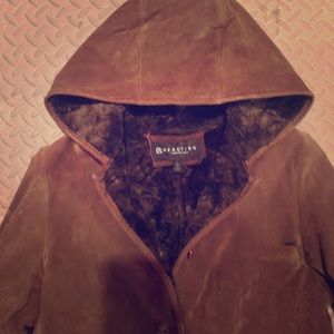 Long winter suede lined coat